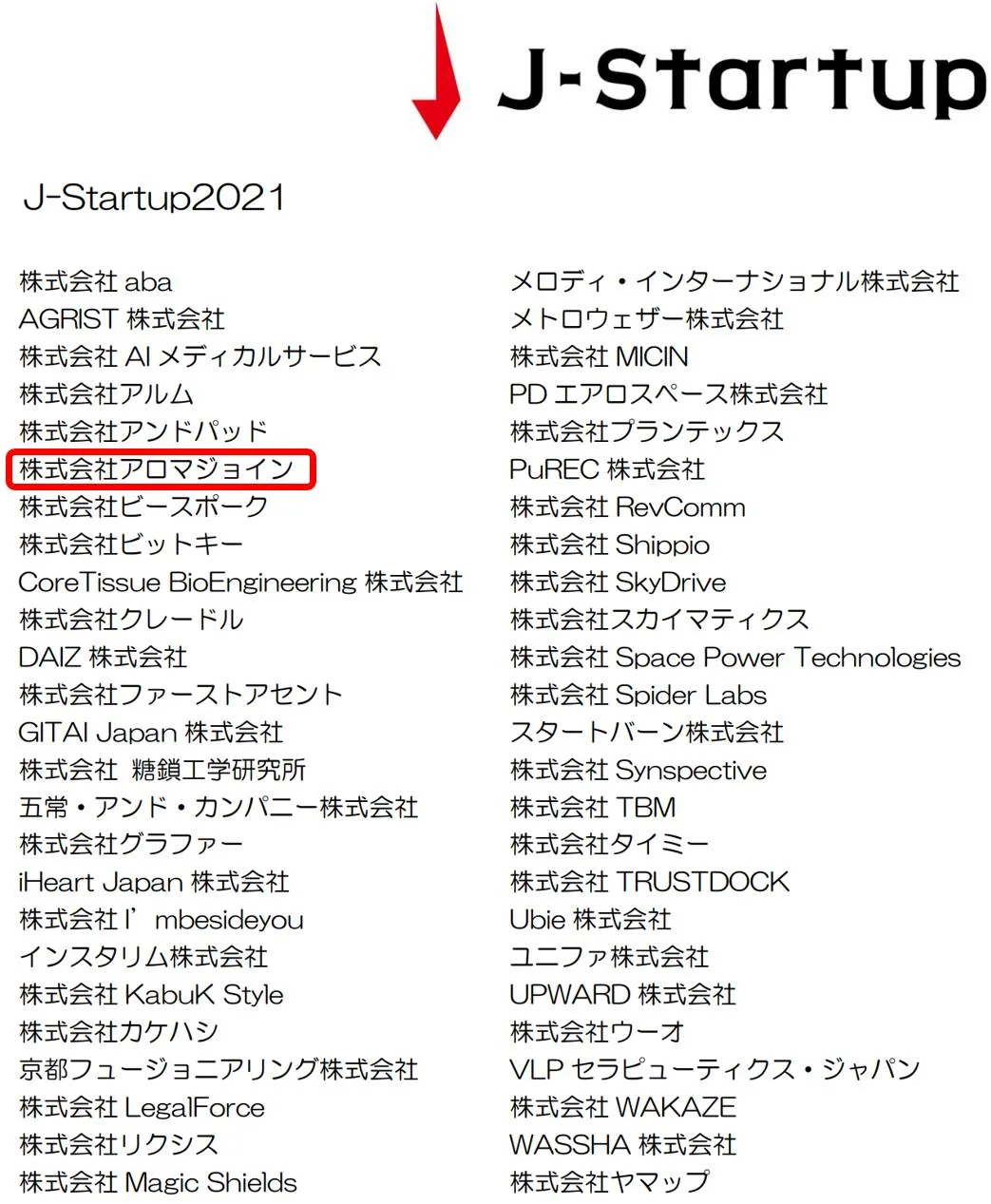 Aromajoin selected for METI's "J-Startup" program