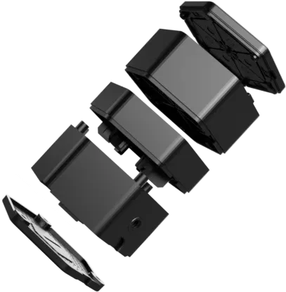 Aroma Shooter shown disassembled into its housing, core and cover